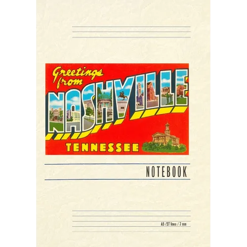 Vintage Lined Notebook Greetings from Nashville, Tennessee