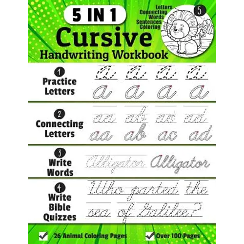 Cursive Handwriting Workbook: 5-in-1 Cursive Handwriting Practice Books Beginning to Master For Kids: Tracing Letters, Connecting Cursive Letters, W