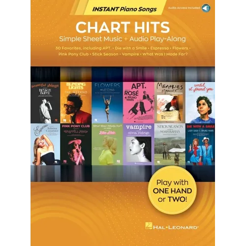 Chart Hits - Instant Piano Songs: Simple Sheet Music + Audio Play-Along Tracks