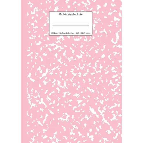 Marble Notebook A4: Pink Marble College Ruled Journal