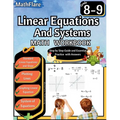 Linear Equations and Systems Workbook 8th and 9th Grade: Grade 8-9 Linear Equations Workbook, Slope, Plotting and Graphing Lines, System of Equations
