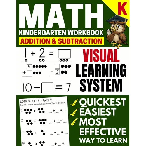 Math Kindergarten Workbook: Addition and Subtraction, Numbers 1-20, Activity Book with Questions, Puzzles, Tests with (Grade K Math Workbook)
