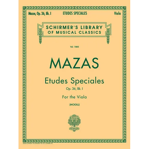Etudes Speciales Op. 36 Book 1 Schirmer Library of Classics Volume 1885 Essential Viola Method for Technique Finger Dexterity Bowing Control and Music