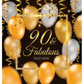 90 & Fabulous: An Elegant Black and Gold 90th Birthday Keepsake Journal - Sign-In Pages, Wishes & Memories, Gift Log & Photo Pages - Perfect Gift for
