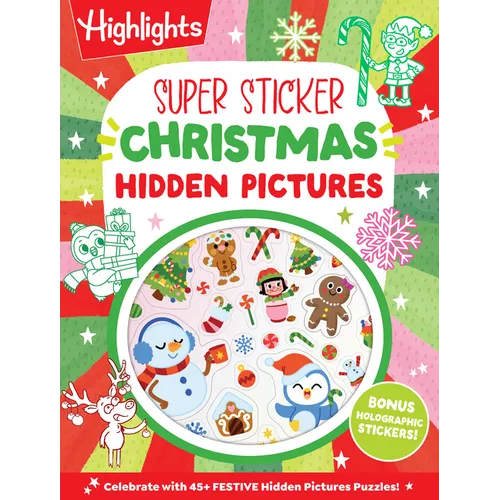 Super Sticker Christmas Hidden Pictures: 64-Page Christmas Hidden Pictures Puzzles with Holly Jolly Scenes and Holographic Foil Stickers