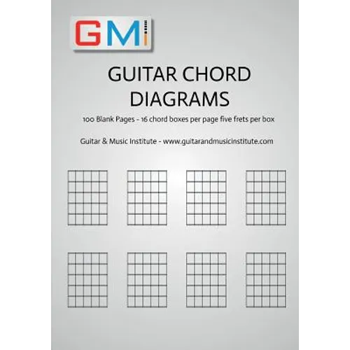 Guitar Chord Diagrams: 100 Pages - 16 chord boxes per page five frets per box