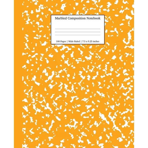 Marbled Composition Notebook: Orange Marble Wide Ruled Paper Subject Book