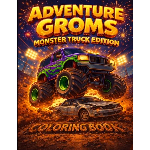 Adventure Groms: Monster Truck Coloring Book: Monster Trucks, Big Wheels, Mud, Jumps, Racing, Off-Road Action for Kids and All Ages