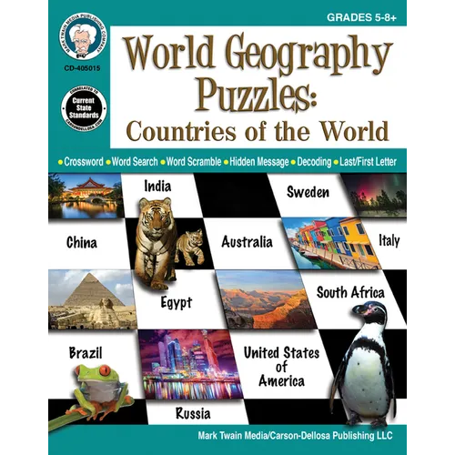 World Geography Puzzles: Countries of the World, Grades 5 - 12