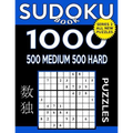 Sudoku Book 1,000 Puzzles, 500 Medium and 500 Hard: Sudoku Puzzle Book with Two Levels of Difficulty to Improve Your Game