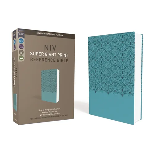NIV, Super Giant Print Reference Bible, Imitation Leather, Blue, Red Letter Edition