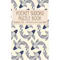 Pocket Sudoku Puzzle Book: Moderate Level - 150 puzzles 9x9 & 16x16 grids Koi Fish Pattern Blue Travel Size Paperback Notebook