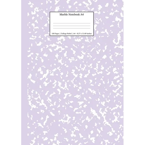 Marble Notebook A4: Lilac Purple College Ruled Journal