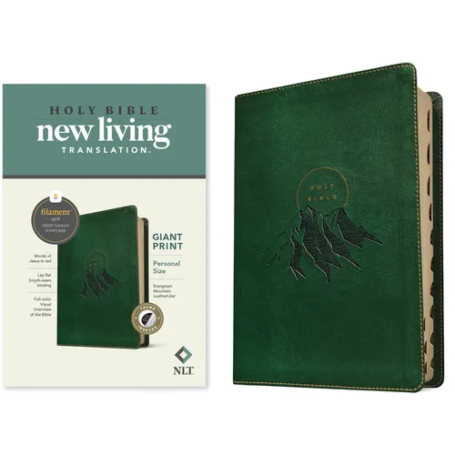 NLT Personal Size Giant Print Bible, Filament Enabled (Leatherlike, Evergreen Mountain, Indexed, Red Letter)