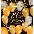 80 & Fabulous: An Elegant Black & Gold Keepsake for Her Fabulous 80th Birthday - Square Hardcover Guest Sign-In Book on Premium Thick 70lb Paper for W
