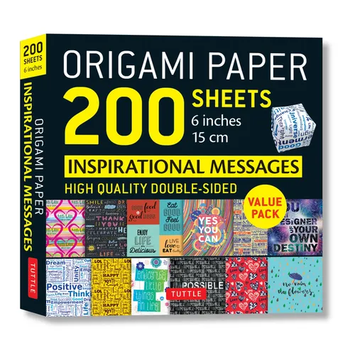 Origami Paper 200 Sheets Inspirational Messages 6 (15 CM): Tuttle Origami Paper: Double Sided Origami Sheets Printed with 12 Different Designs (Instru