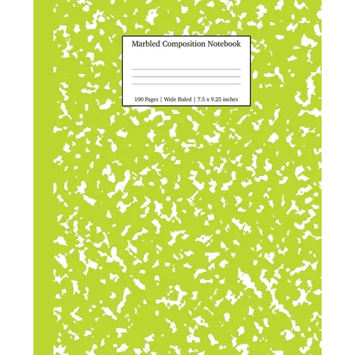 Marbled Composition Notebook: Green Marble Wide Ruled Paper Subject Book