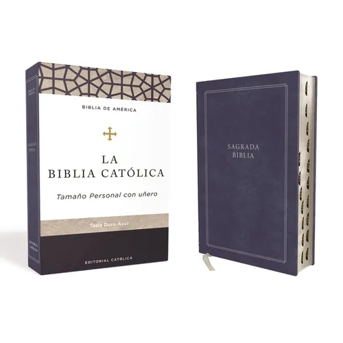 Biblia Católica, Tamaño Personal, Tapa Dura, Azul, Con Índice, Comfort Print