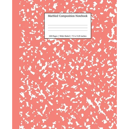 Marbled Composition Notebook: Coral Pink Marble Wide Ruled Paper Subject Book