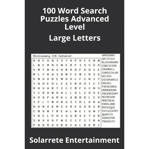 100 Word Search Puzzles Advanced Level: Large Letters
