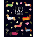 Dachshund Planner 2023: Funny Dog Monthly Agenda January-December Organizer (12 Months) Cute Puppy Scheduler with Flowers & Pretty Pink Hearts