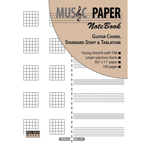 MUSIC PAPER NoteBook - Guitar Chord, Standard Staff & Tablature