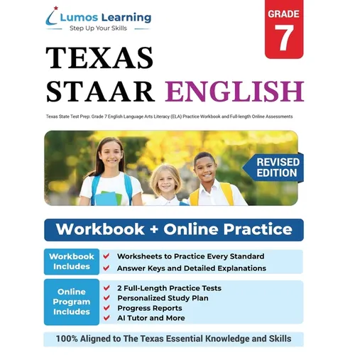 Grade 7 English Language Arts Literacy (ELA) Practice Workbook and Full-length Online Assessments: STAAR Study Guide