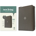 NLT Compact Giant Print Zipper Bible, Filament Enabled (Leatherlike, Woven Cross Gray, Red Letter)