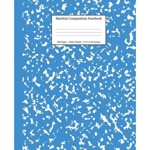 Marbled Composition Notebook: Blue Marble Wide Ruled Paper Subject Book