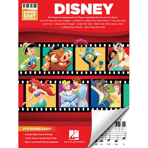 Disney - Super Easy Songbook - Disney Piano Music Book with Accessible Arrangements - Easy-To-Play Piano Sheet Music Book
