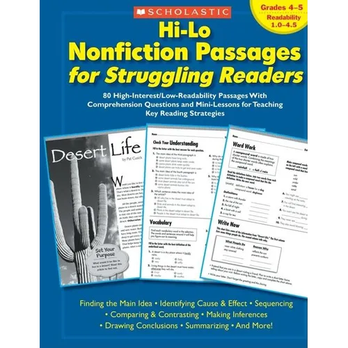 Hi-Lo Nonfiction Passages for Struggling Readers: Grades 4-5: 80 High-Interest/Low-Readability Passages with Comprehension Questions and Mini-Lessons
