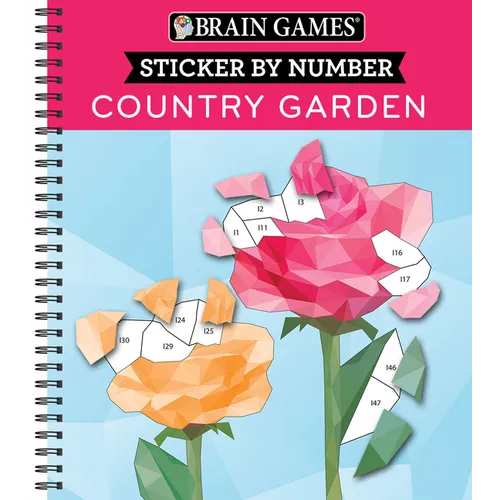 Brain Games - Sticker by Number: Country Garden (13 Images to Sticker)