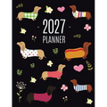 Dachshund Planner 2027: Funny Dog Monthly Agenda January-December Organizer (12 Months) Cute Puppy Scheduler with Flowers & Pretty Pink Hearts