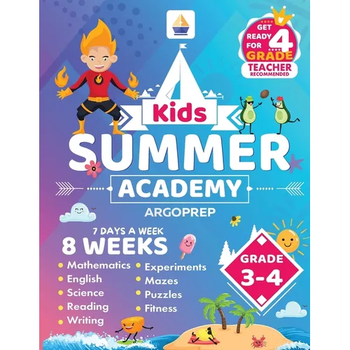 Kids Summer Academy by ArgoPrep - Grades 3-4: 8 Weeks of Math, Reading, Science, Logic, and Fitness Online Access Included Prevent Summer Learning Los