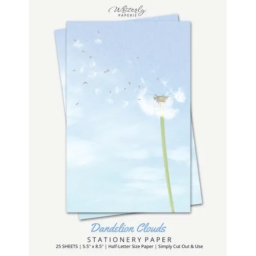 Dandelion Clouds Stationery Paper: Half Letter Size Paper, Flower Themed, Letter Writing Paper, 25-sheets