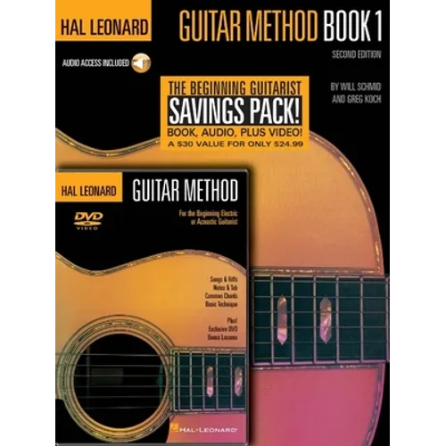 Hal Leonard Guitar Method Book 1/Second Edition the Beginning Guitarist Savigs Pack - Book, Audio Plus Video Learn Chords, Rhythm, Notation, Technique