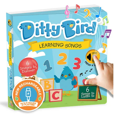 Ditty Bird Learning Songs Interactive Musical Book for Toddlers 1- 3 Sing-Along Boardbook for Baby