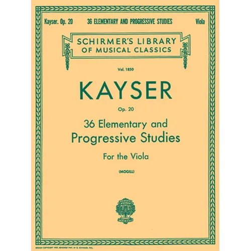 36 Elementary and Progressive Studies: Schirmer Library of Classics Volume 1850 Viola Method