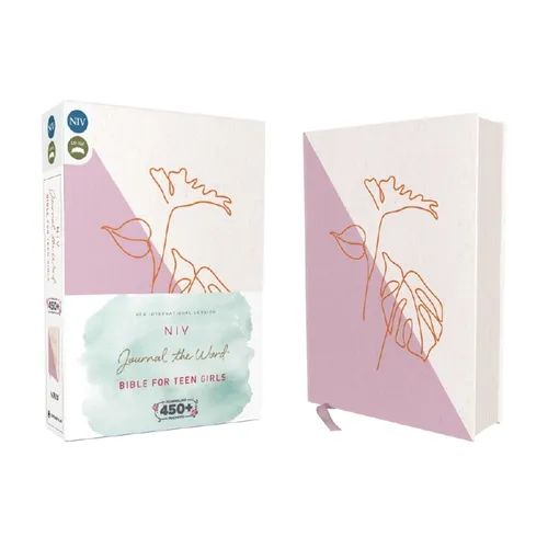 Niv, Journal the Word Bible for Teen Girls, Cloth Over Board, Lavender/White, Red Letter: Includes Over 450 Journaling Prompts!