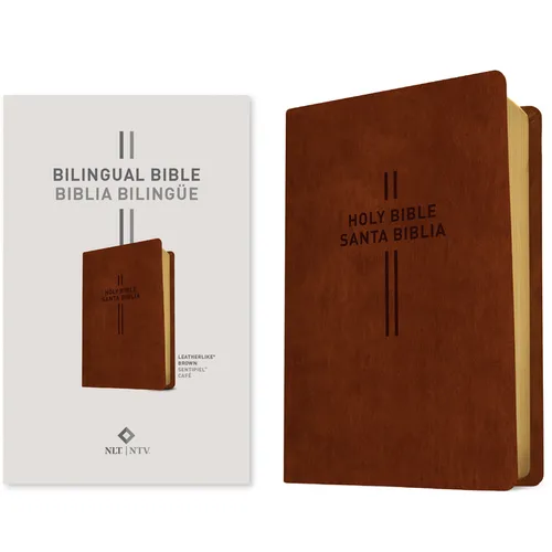 Bilingual Bible / Biblia Bilingüe Nlt/Ntv (Leatherlike, Brown)