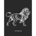 Lion Notebook: Hand Writing Notebook - Large (8.5 x 11 inches) - 110 Numbered Pages - Black Softcover