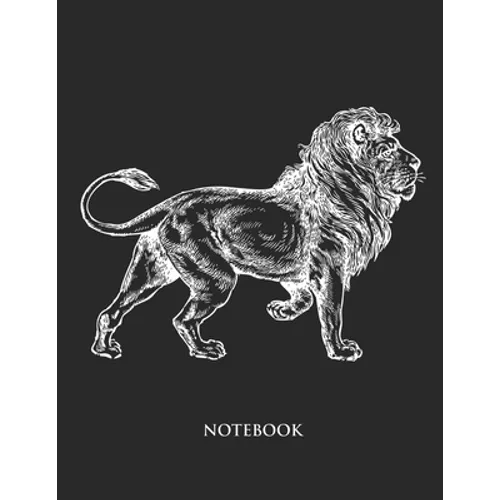 Lion Notebook: Hand Writing Notebook - Large (8.5 x 11 inches) - 110 Numbered Pages - Black Softcover