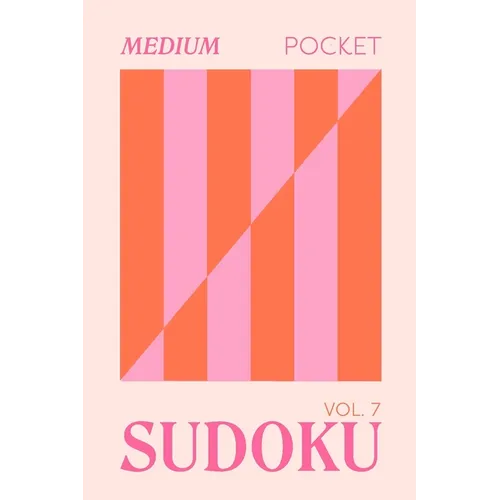 Pretty Pocket Sudoku - Medium Screen Free Puzzles: Minimal Small Travel Size 4 x 6 Inches - Orange & Pink Pop Art for Analog Bag