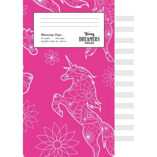 Manuscript Paper: Floral Unicorn A4 Blank Sheet Music Notebook
