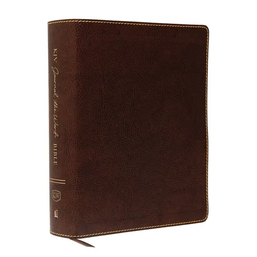 KJV, Journal the Word Bible, Large Print, Bonded Leather, Brown, Red Letter Edition: Reflect, Journal, or Create Art Next to Your Favorite Verses