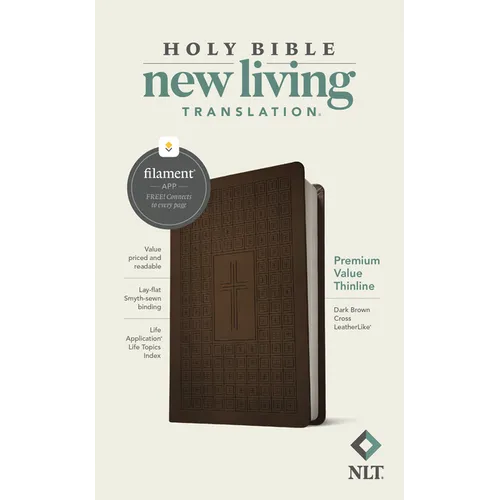 NLT Premium Value Thinline Bible, Filament Enabled (Leatherlike, Dark Brown Cross)