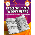 Telling Time Worksheets - Practice Reading Clocks For 1st Grade & 2nd Grade: Telling Time Clock Worksheets, Clocks, Hours, Half Hours, Quarter Hours,