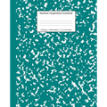 Marbled Composition Notebook: Teal Marble Wide Ruled Paper Subject Book