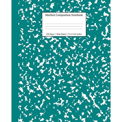 Marbled Composition Notebook: Teal Marble Wide Ruled Paper Subject Book