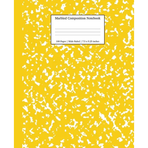 Marbled Composition Notebook: Yellow Marble Wide Ruled Paper Subject Book